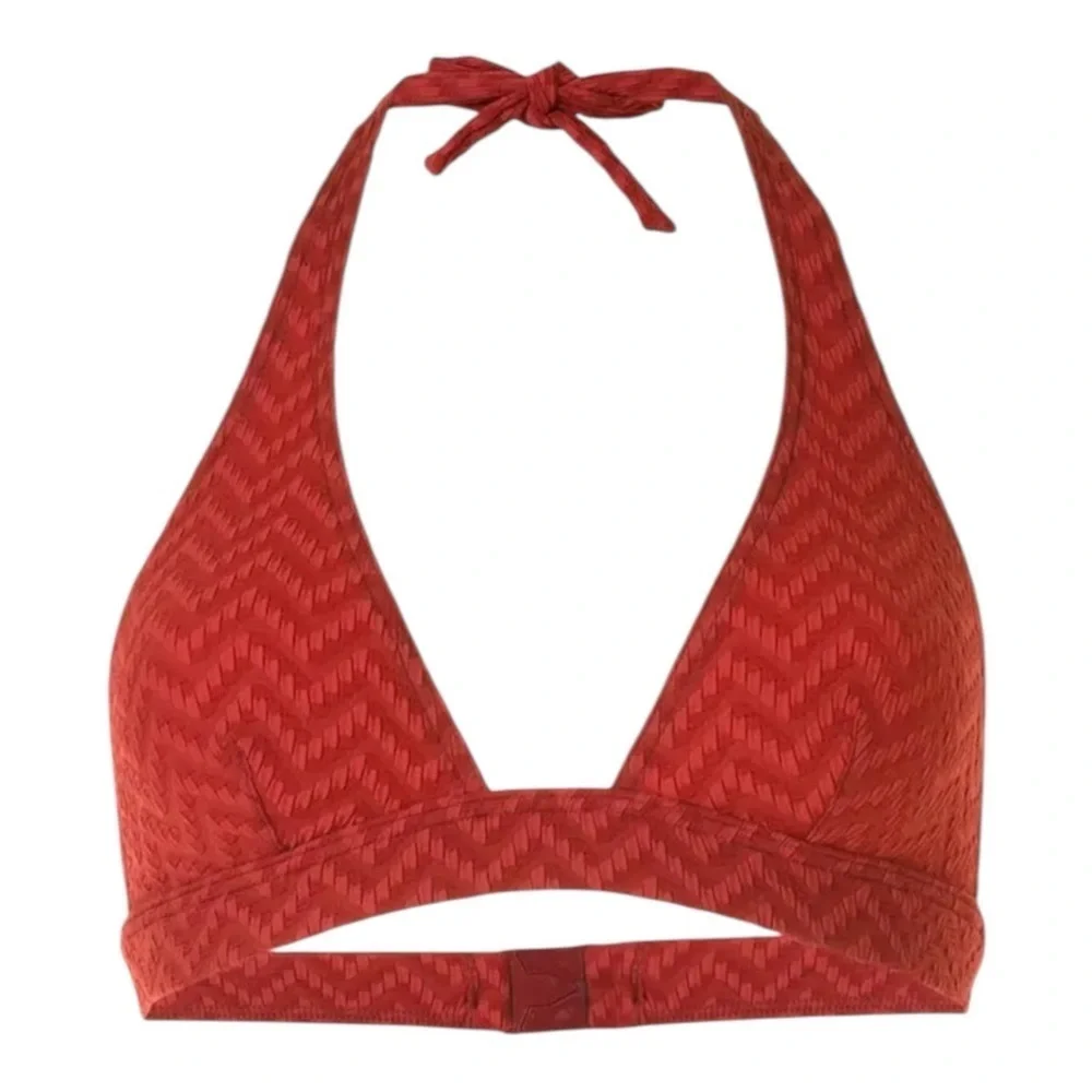 ERES Zigzag-Pattern Triangle Bikini Top - High Waist Brief - Ginger Brow…
